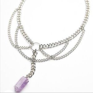 NWOT Free People Apsis Choker Amethyst Crystal